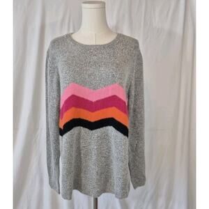 New W/Tag Anthropologie Moth Womens Gray Chevron Pullover Sweater Medium